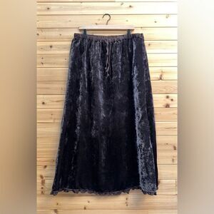Vintage J Jill Size 1X Chocolate Brown Crushed Velvet Maxi Skirt Cottagecore
